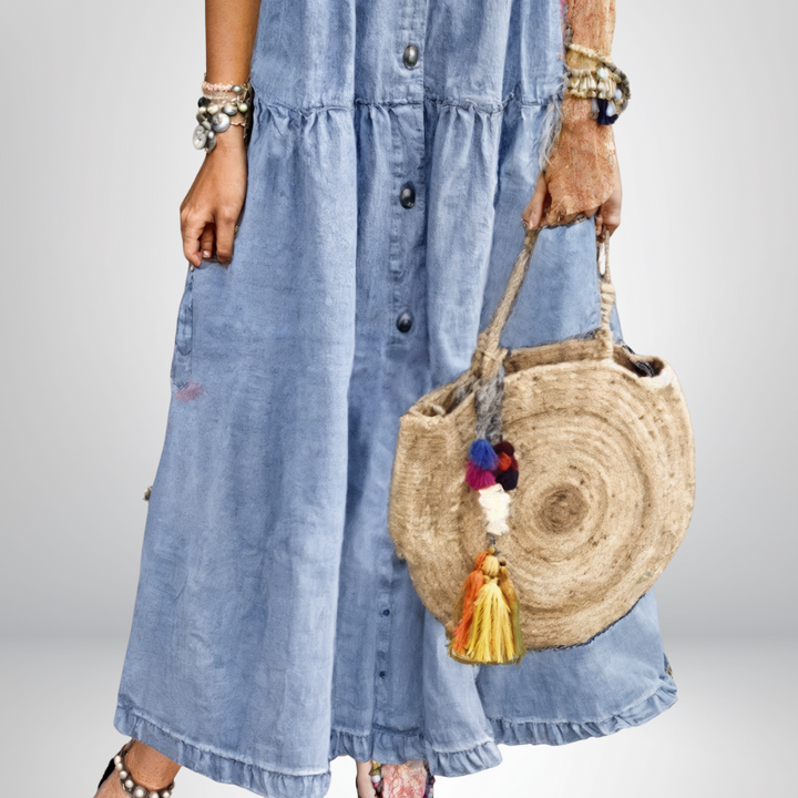 Jeanina® | Abito in Denim Morbido con Bottoni