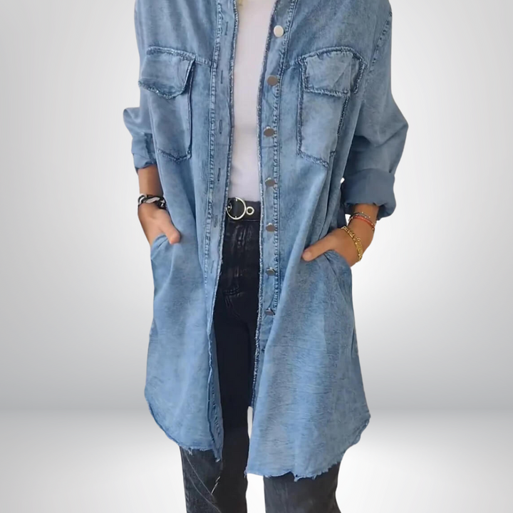Jeanina® | Giacca di Jeans Chic a Maniche Lunghe con Collo - Elegante e Versatile
