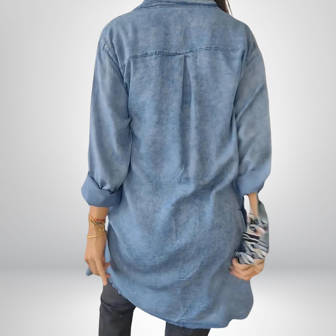 Jeanina® | Giacca di Jeans Chic a Maniche Lunghe con Collo - Elegante e Versatile