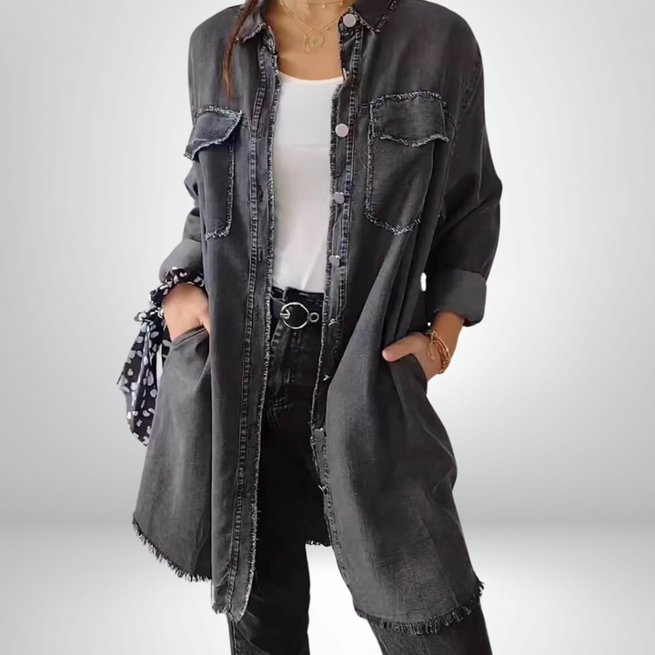 Jeanina® | Giacca di Jeans Chic a Maniche Lunghe con Collo - Elegante e Versatile