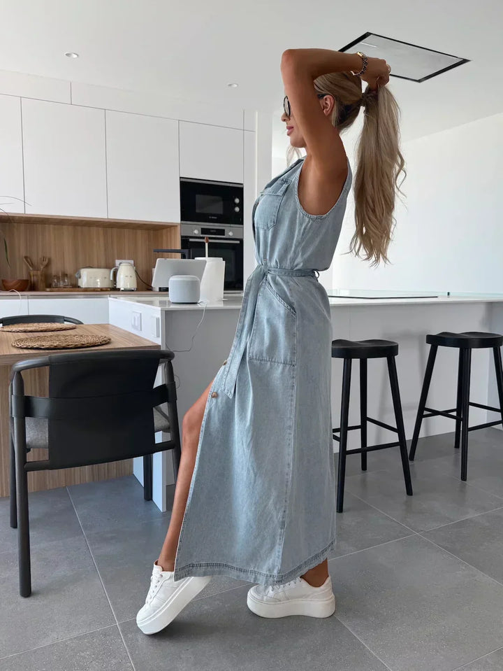 Jeanina | Abito Maxi in Denim Lungo