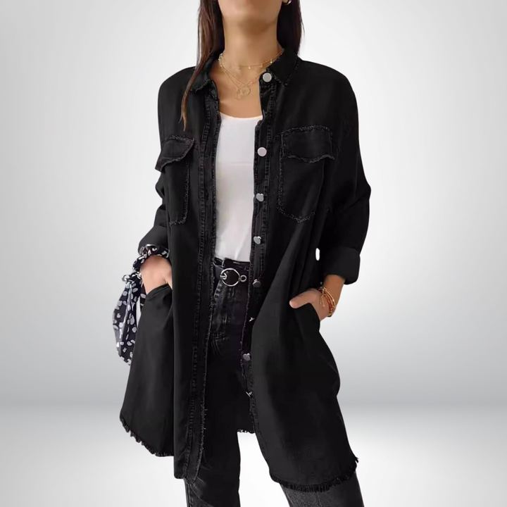 Jeanina® | Giacca di Jeans Chic a Maniche Lunghe con Collo - Elegante e Versatile