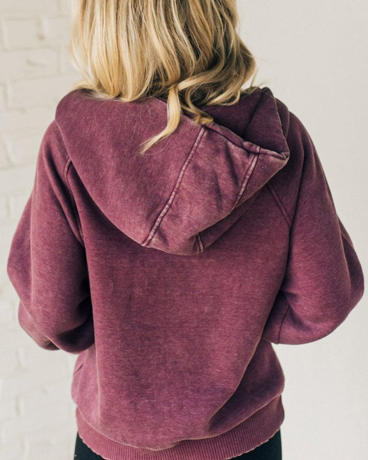 Clare - Felpa con Zip Henley Acid Wash