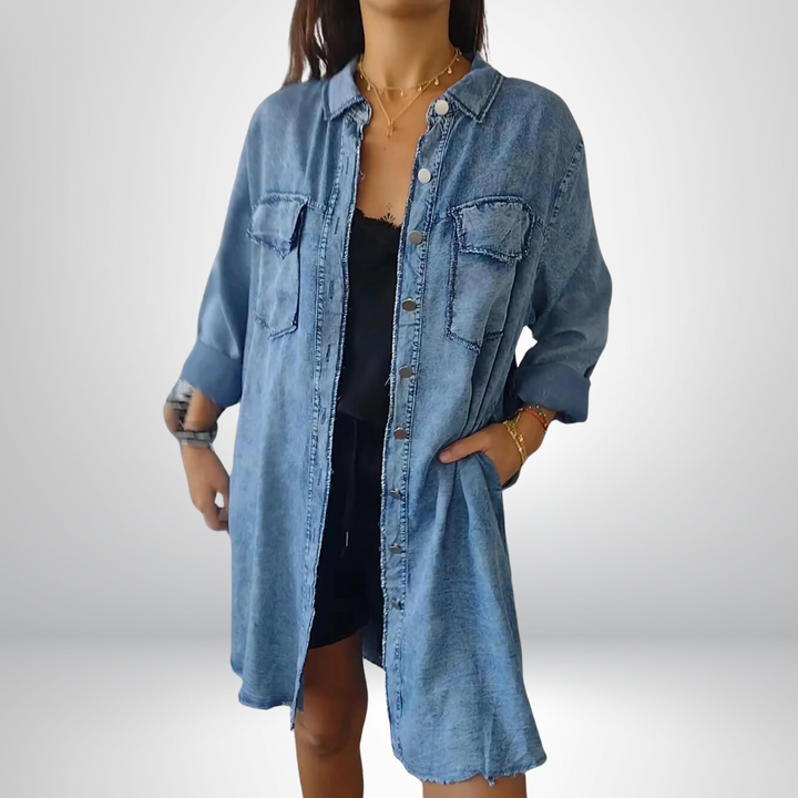 Jeanina® | Giacca di Jeans Chic a Maniche Lunghe con Collo - Elegante e Versatile