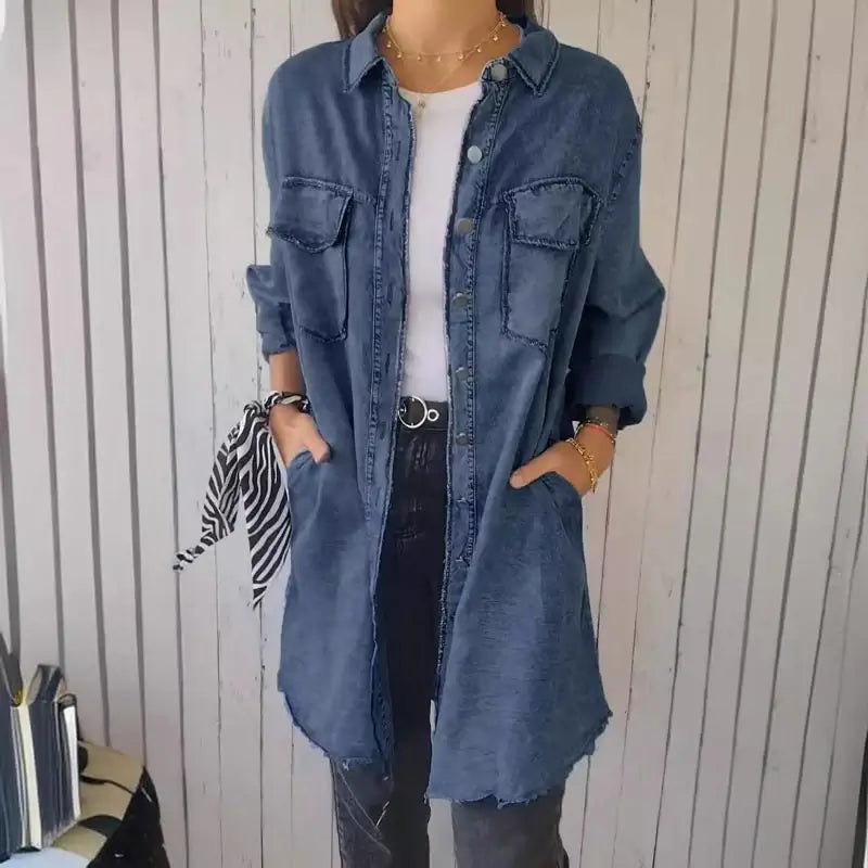 Mila – Giacca Camicia in Denim Casual