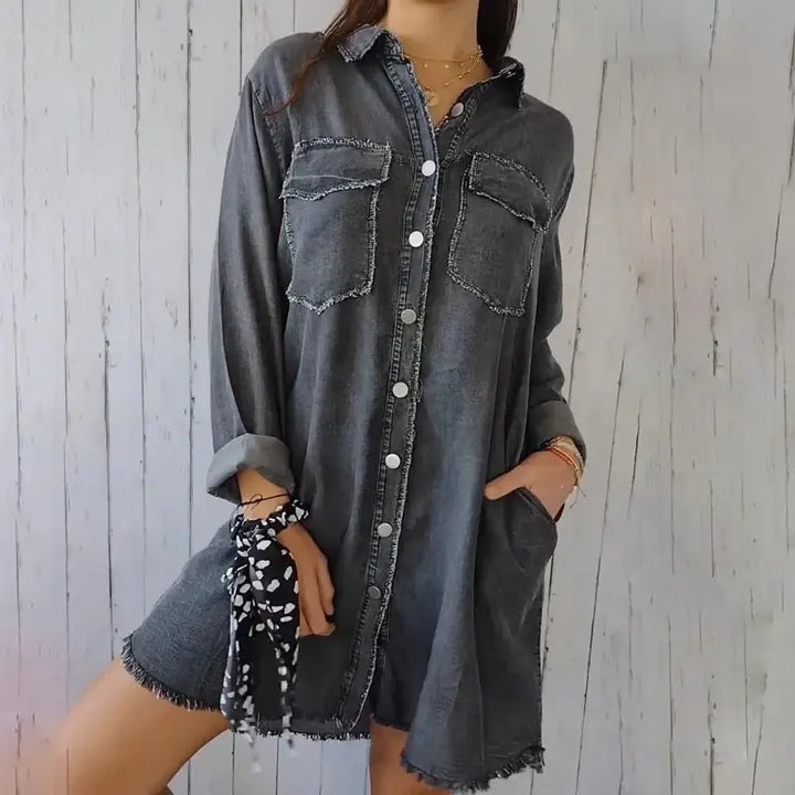 Mila – Giacca Camicia in Denim Casual