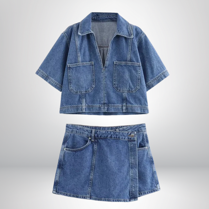 Jeanina® | Set in Denim con Design a V