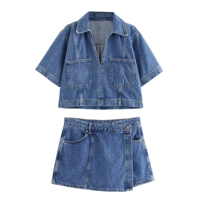 Jeanina® | Set in Denim con Design a V