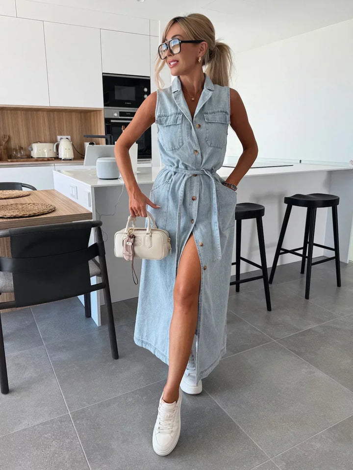 Jeanina | Abito Maxi in Denim Lungo