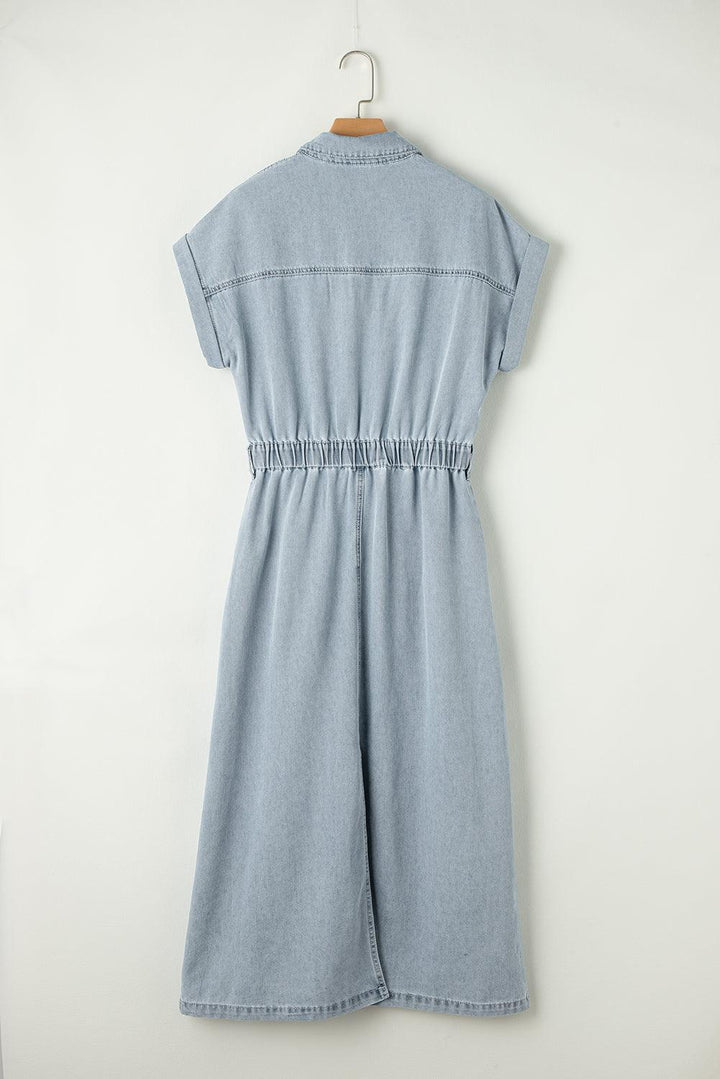 Jeanina® | Abito in Denim Chic con Maniche Corte a Batwing